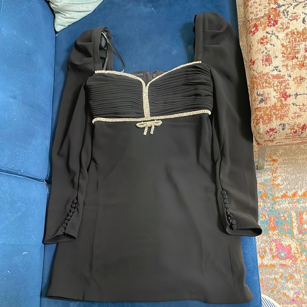 Self portrait black embellished dress without tags